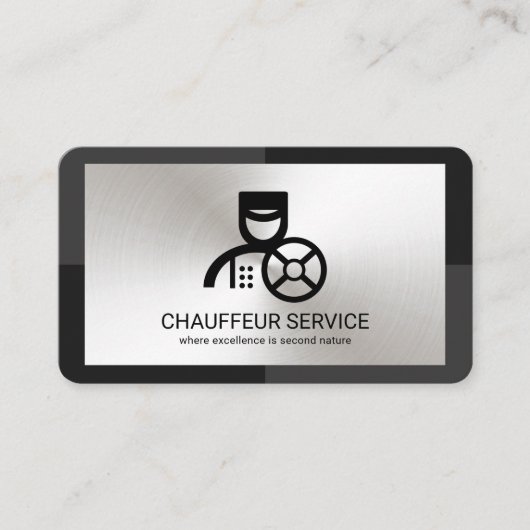 Grijze zwart-wit zilver Bord Visitekaartje (Voorkant)