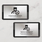 Grijze zwart-wit zilver Bord Visitekaartje (Voorkant / Achterkant)