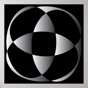 grijze zwarte abstracte bloemvorm poster