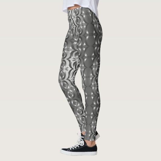 Grijze, zwarte abstracte gepatterde Leggings (Links)