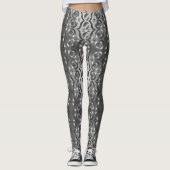 Grijze, zwarte abstracte gepatterde Leggings (Voorkant)