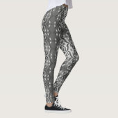 Grijze, zwarte abstracte gepatterde Leggings (Rechts)