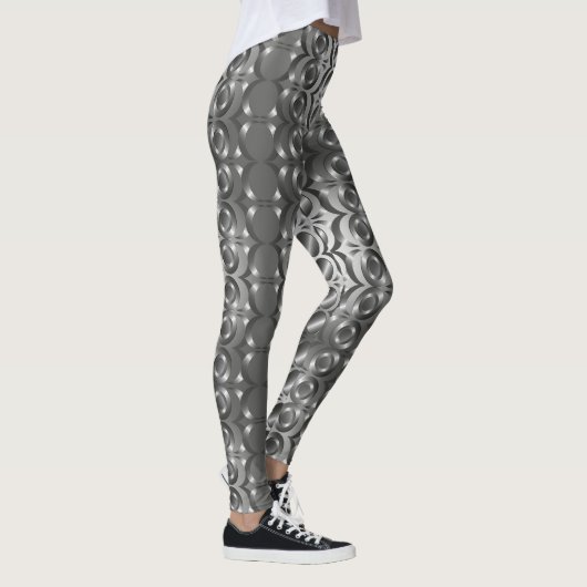 Grijze, zwarte abstracte gepatterde Leggings (Rechts)