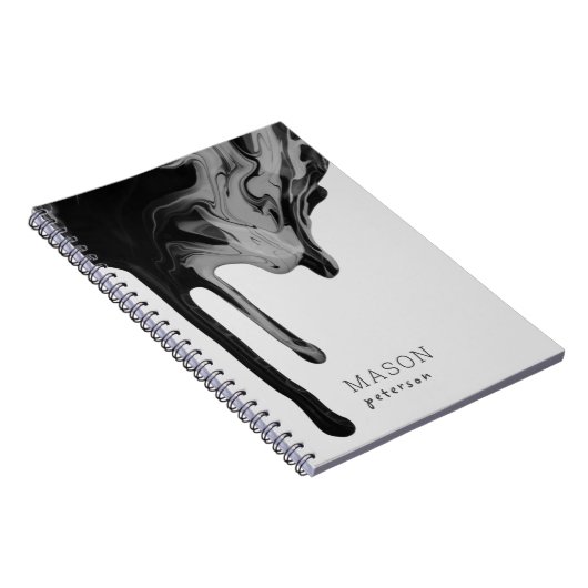 Grijze zwarte Abstracte glanzende naadloze marmer Notitieboek (Rechterzijde)