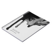 Grijze zwarte Abstracte glanzende naadloze marmer Notitieboek (Linkerzijde)