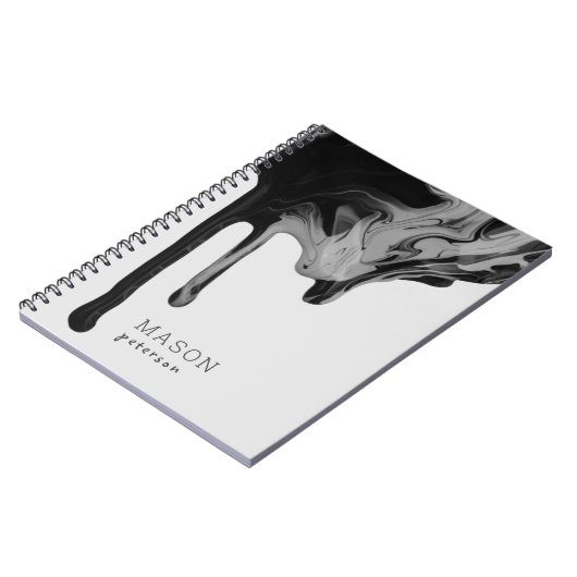Grijze zwarte Abstracte glanzende naadloze marmer Notitieboek (Linkerzijde)