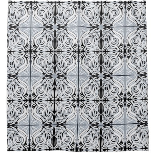 Grijze zwarte, Abstracte munt Douchegordijn (Voorkant)