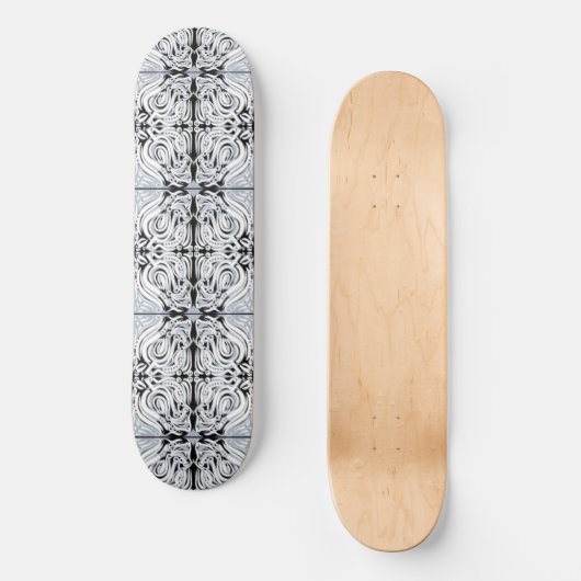 Grijze zwarte, Abstracte, zwarte krullende herhaal Persoonlijk Skateboard (Voorkant)