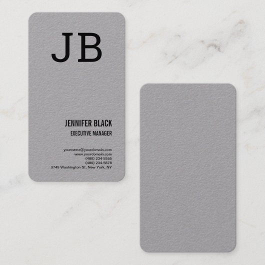 Grijze zwarte bolmonogram minimalistisch modern visitekaartje (Voorkant / Achterkant)