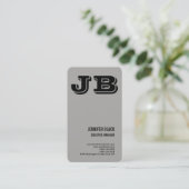 Grijze zwarte bolmonogram minimalistisch modern visitekaartje (Staand voorkant)