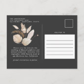 Grijze zwarte botanische elegantspruid aankondigingskaart (Achterkant)
