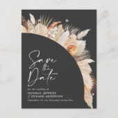 Grijze zwarte botanische elegantspruid aankondigingskaart (Voorkant)