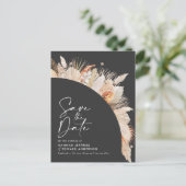 Grijze zwarte botanische elegantspruid aankondigingskaart (Staand voorkant)