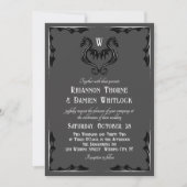 Grijze Zwarte Draak Monogram Fantasy Wedding Kaart (Voorkant)