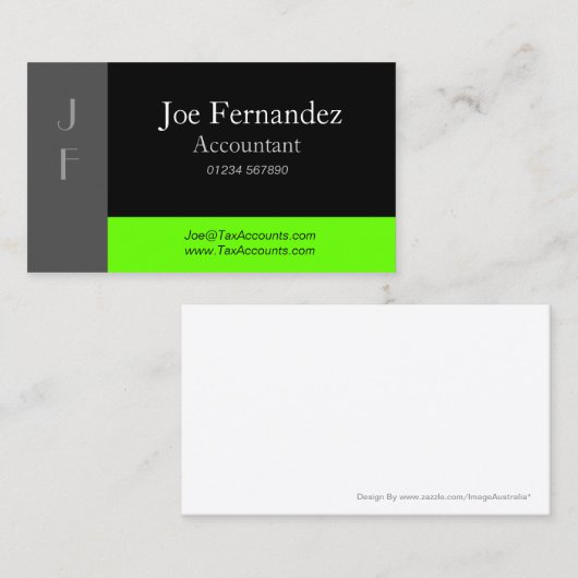 Grijze zwarte en langgroene professionele Visiteka Visitekaartje (Voorkant / Achterkant)