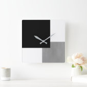 Grijze zwarte en witte geometrische vierkante klok (Huis)
