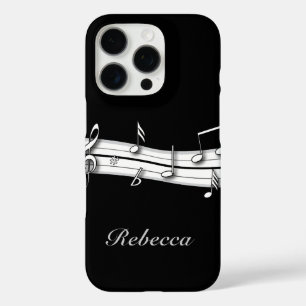 Grijze zwarte en witte muzieknoten score iPhone 16 pro hoesje