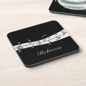 Grijze zwarte en witte muzieknoten score drankjes onderzetter (Linkerzijde)