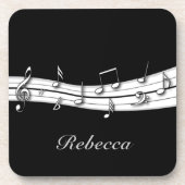 Grijze zwarte en witte muzieknoten score drankjes onderzetter (Voorkant)