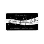 Grijze zwarte en witte muzieknoten score etiket (Voorkant)