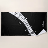 Grijze zwarte en witte muzieknoten score strandlaken (Voorkant)