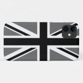 Grijze Zwarte en Witte Union Jack Case-Mate iPhone Case (Achterkant (horizontaal))
