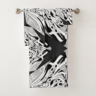 Grijze zwarte en witte vlinder Abstract Bad Handdoek