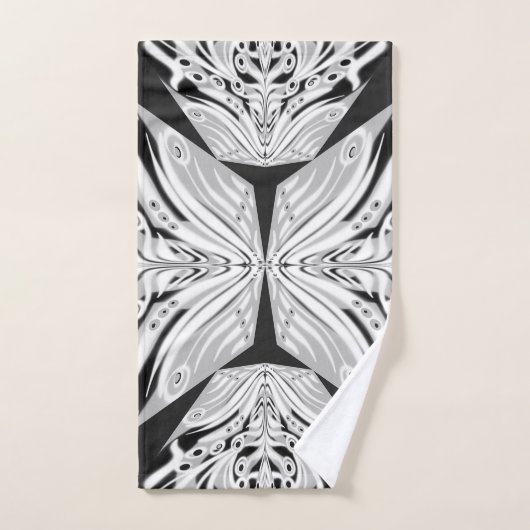 Grijze zwarte en witte vlinder Abstract Bad Handdoek (Handdoek)