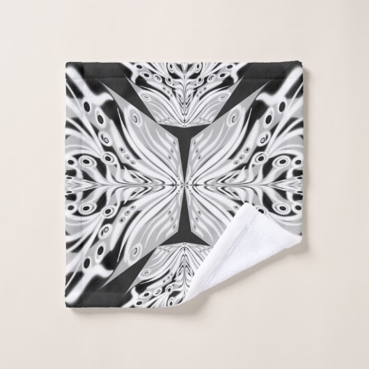 Grijze zwarte en witte vlinder Abstract Bad Handdoek (Wasdoekje)
