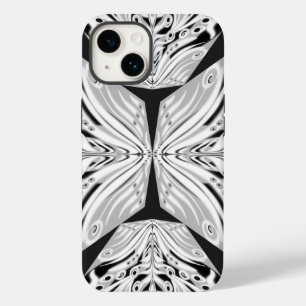Grijze zwarte en witte vlinder Abstract Case-Mate iPhone 14 Hoesje