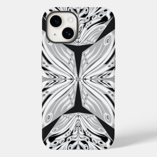 Grijze zwarte en witte vlinder Abstract Case-Mate iPhone Case (Achterkant)