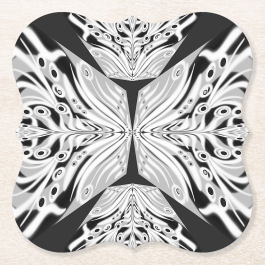 Grijze zwarte en witte vlinder Abstract Kartonnen Onderzetters (Voorkant)
