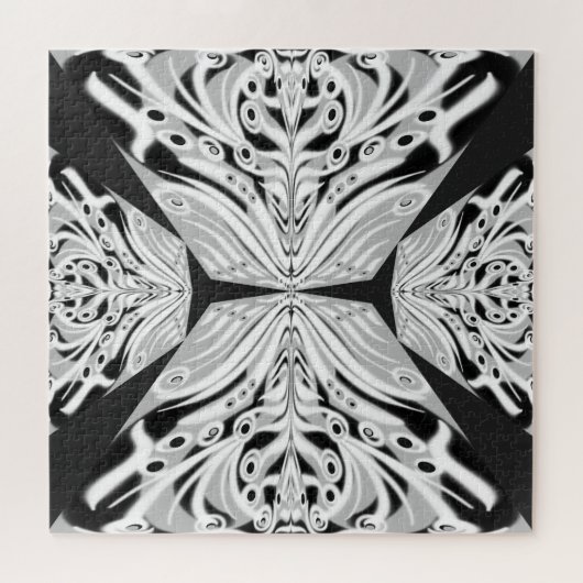 Grijze zwarte en witte vlinder Abstract Legpuzzel (Horizontaal)
