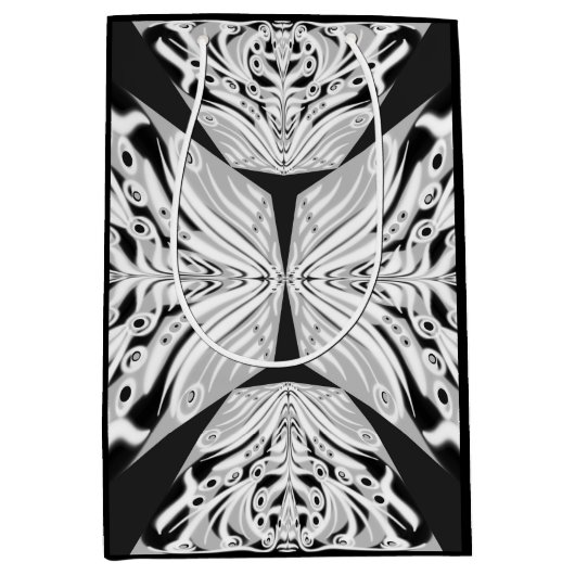 Grijze zwarte en witte vlinder Abstract Medium Cadeauzakje (Voorkant)