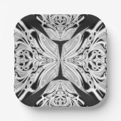 Grijze zwarte en witte vlinder Abstract Papieren Bordje (Voorkant)