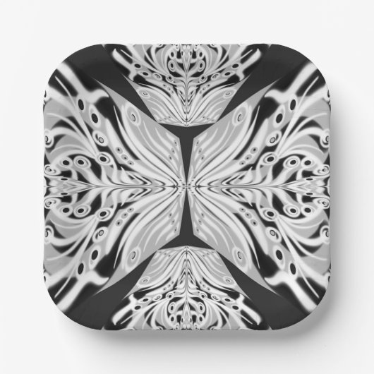 Grijze zwarte en witte vlinder Abstract Papieren Bordje (Voorkant)