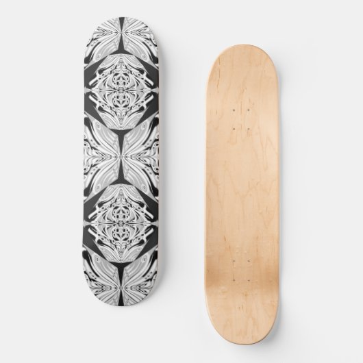 Grijze zwarte en witte vlinder Abstract Persoonlijk Skateboard (Voorkant)