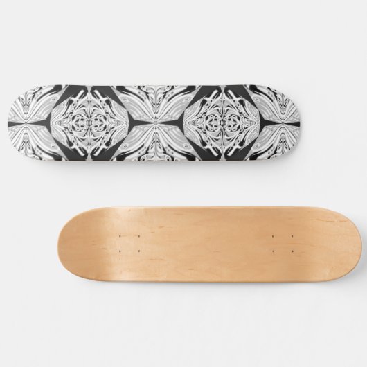 Grijze zwarte en witte vlinder Abstract Persoonlijk Skateboard (Horizontaal)