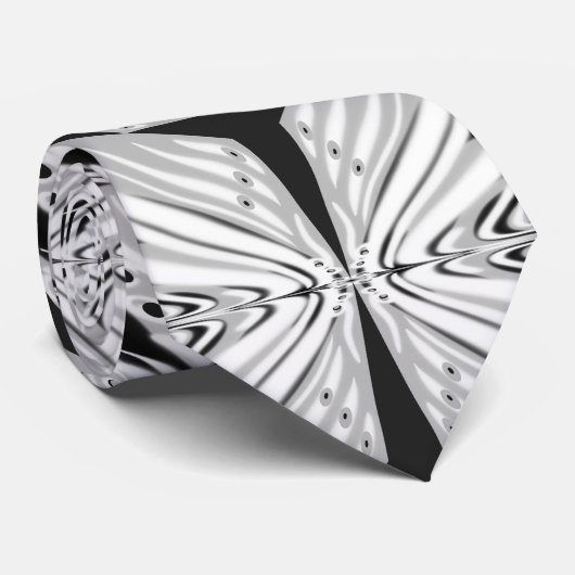 Grijze zwarte en witte vlinder Abstract Stropdas (Opgerold)
