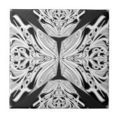 Grijze zwarte en witte vlinder Abstract Tegeltje (Voorkant)