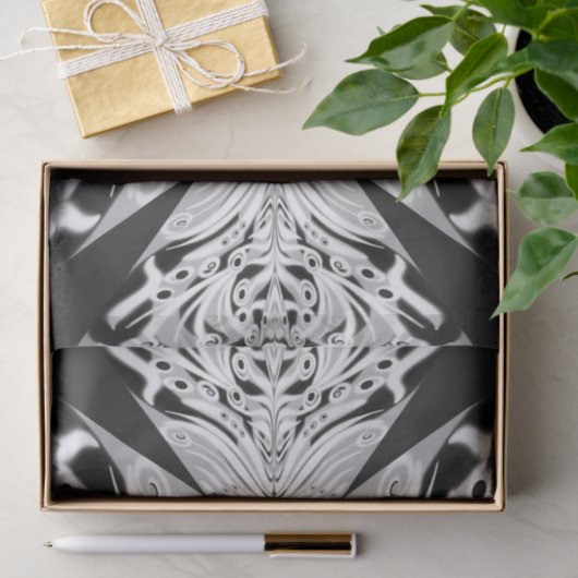 Grijze zwarte en witte vlinder Abstract Tissuepapier (Geschenk)