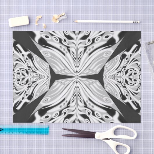 Grijze zwarte en witte vlinder Abstract Tissuepapier (Craft)