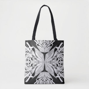 Grijze zwarte en witte vlinder Abstract Tote Bag
