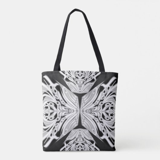 Grijze zwarte en witte vlinder Abstract Tote Bag (Achterkant)