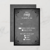 Grijze Zwarte Gotische Bruiloft RSVP Kaartje (Voorkant / Achterkant)