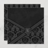 Grijze & Zwarte Gotische Kant Trouwjurk Kaart (Voorkant / Achterkant)