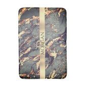 Grijze zwarte goudmarmer, Lg Gold Stripe Name+Mono Badmat (Voorkant Verticaal)