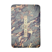 Grijze zwarte goudmarmer, Sm Gold Stripe naam+Mono Badmat (Voorkant Verticaal)