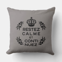 grijze zwarte krest Franse "Keep Calm" en "Carry" Kussen