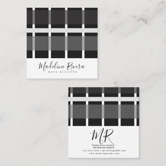 Grijze zwarte lijnen vormen het Tartanpatroon Vierkante Visitekaartje (Voorkant / Achterkant)